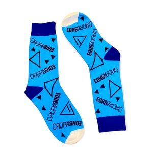 SKY BLUE TRIANGLE PRINT UNISEX DRESS SOCKS SIZE 7-12
